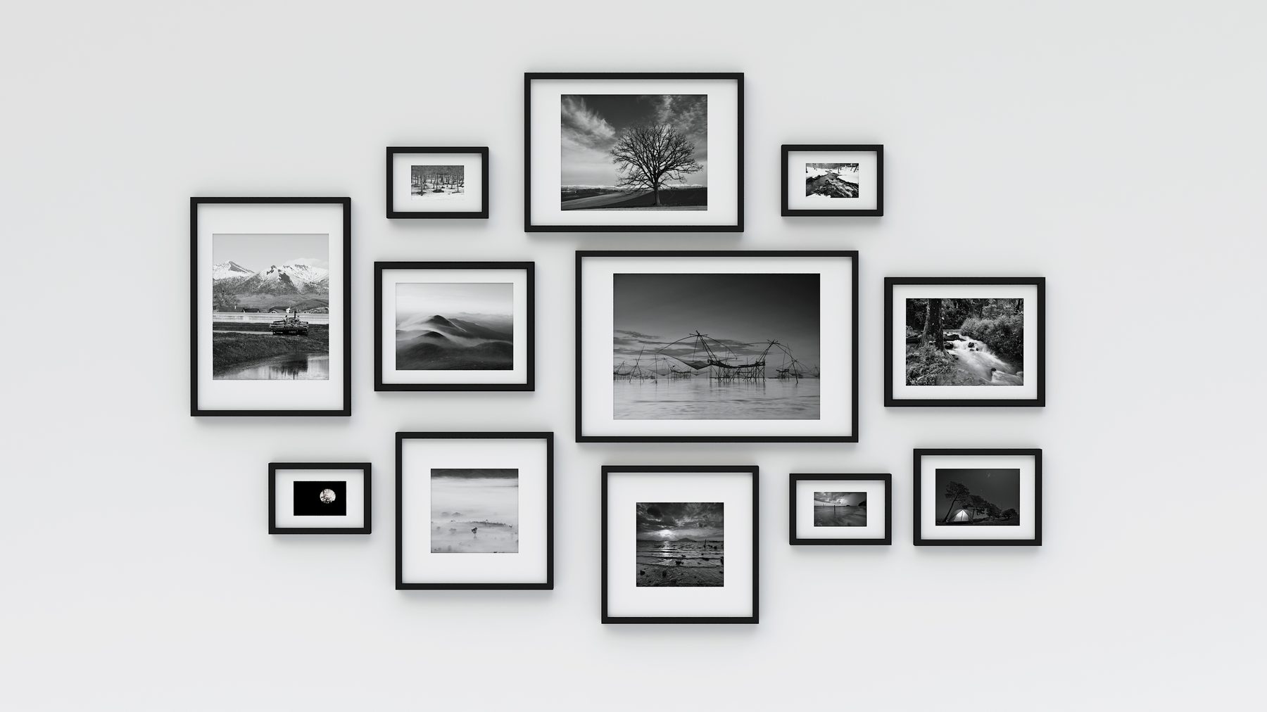 Fotos mit Passepartout in schwarzen Rahmen
